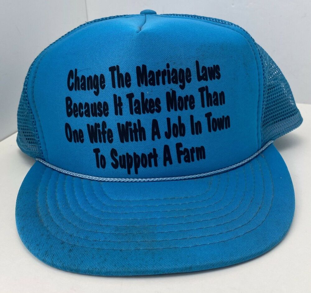 Vintage Trucker Hat “Change The Marriage Laws” Rope Mesh Farmer Snapback Cap